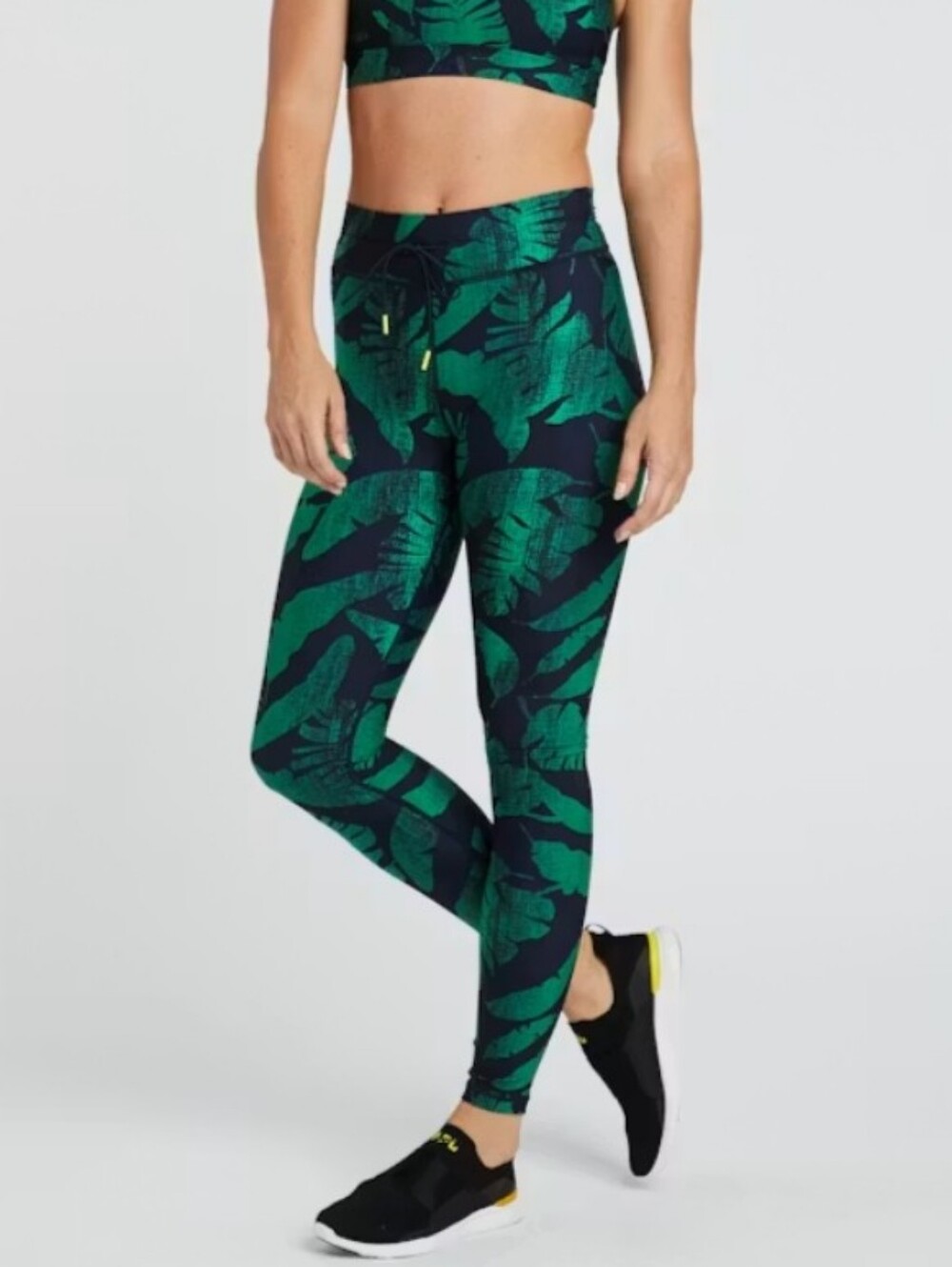 The Upside Navy & Green Tropical Leaf High-Rise Leggings Size 6